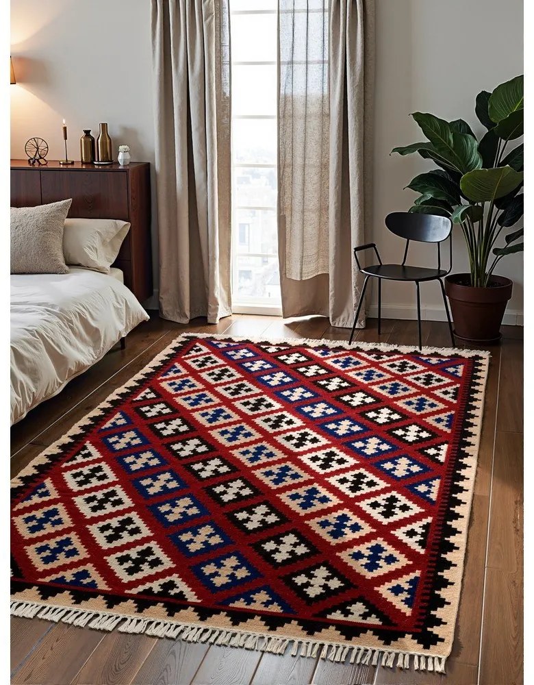 Tappeto rosso in lana reversibile/tessuto a mano 120x170 cm Kamal Rami – Nouristan