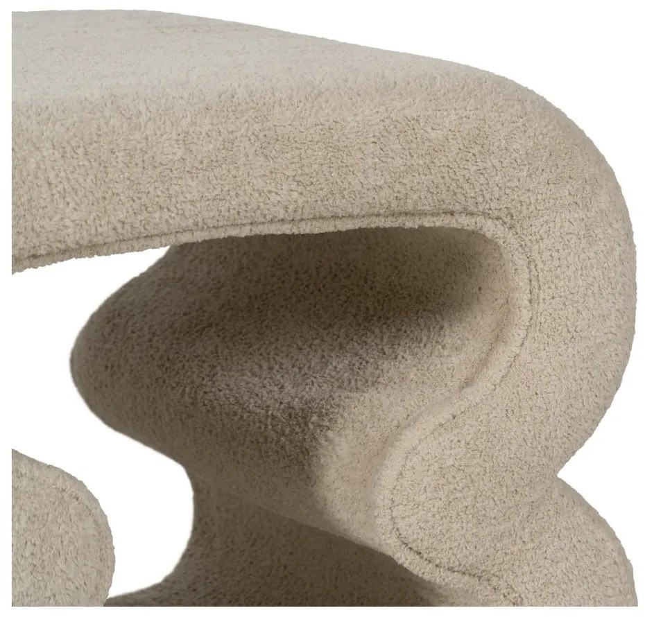 Poggiapiedi beige con rivestimento in bouclé – Ixia