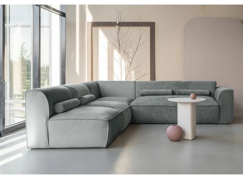 Divano angolare componibile in verde chiaro (con penisola a sinistra) Flex Felix – Miuform