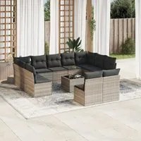 Set Divano Giardino 12 pz con Cuscini Grigio Chiaro Polyrattan 3250201