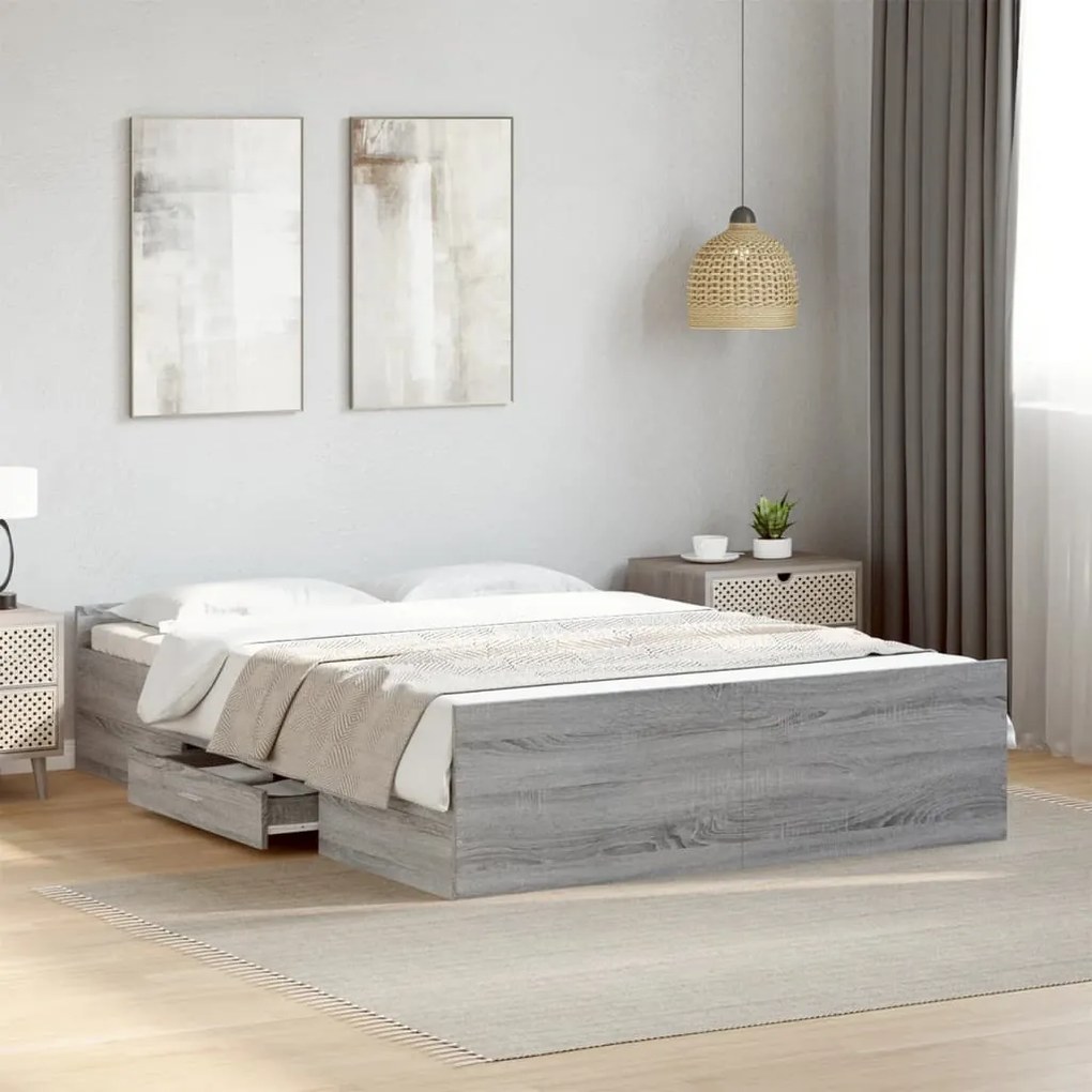 Giroletto cassetti grigio sonoma 120x190 cm legno multistrato