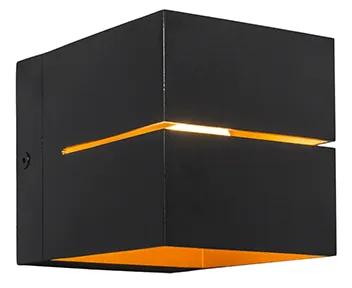 Set di 2 lampade da parete moderne nere con interno oro 9,7 cm - Transfer Groove