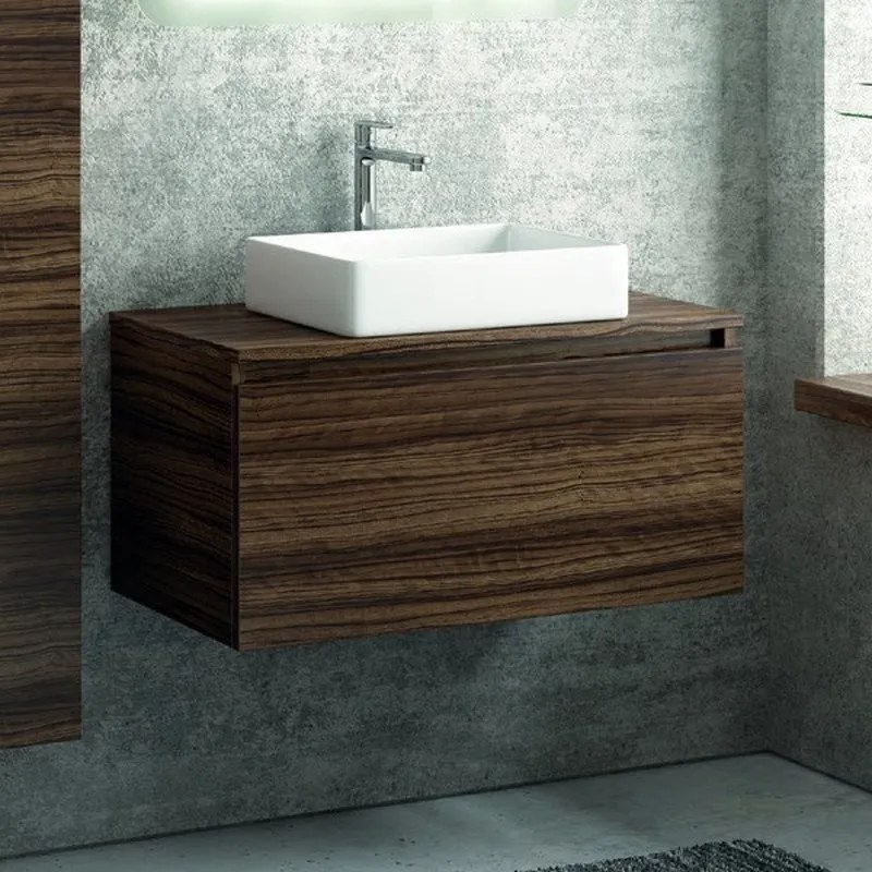 Composizione bagno sospesa 80cm mobile colonna e specchio led - KAMALU