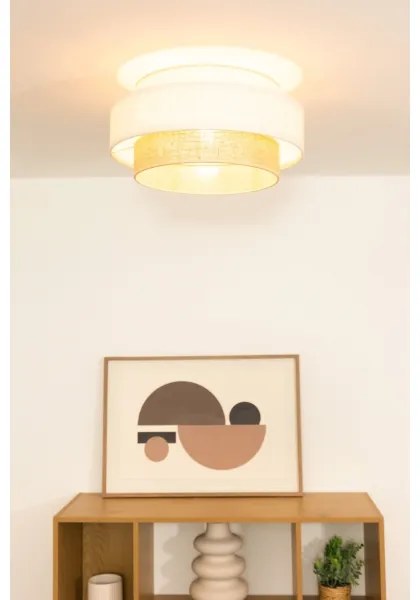 Plafoniera BOHO 1xE27/60W/230V Ø 40 cm bianco/iuta