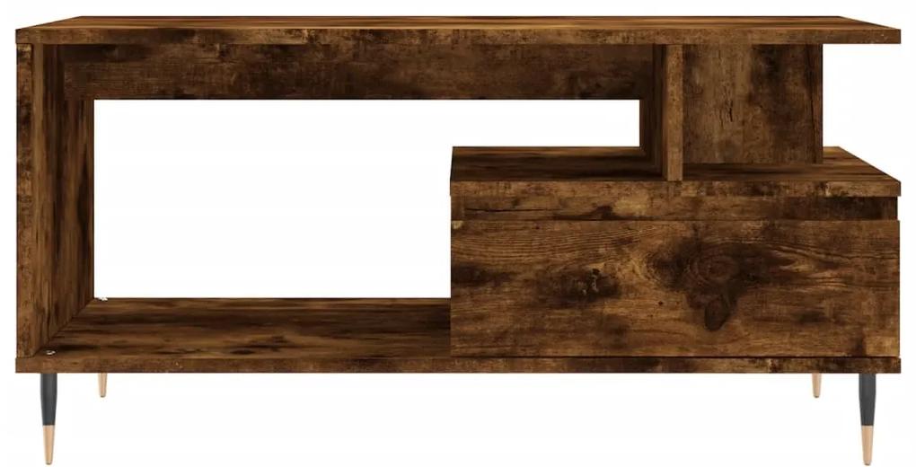 Tavolino da salotto rovere fumo 90x49x45 cm legno multistrato