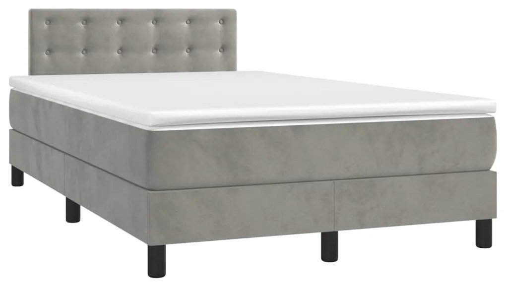 Giroletto a molle con materasso grigio chiaro 120x190cm velluto