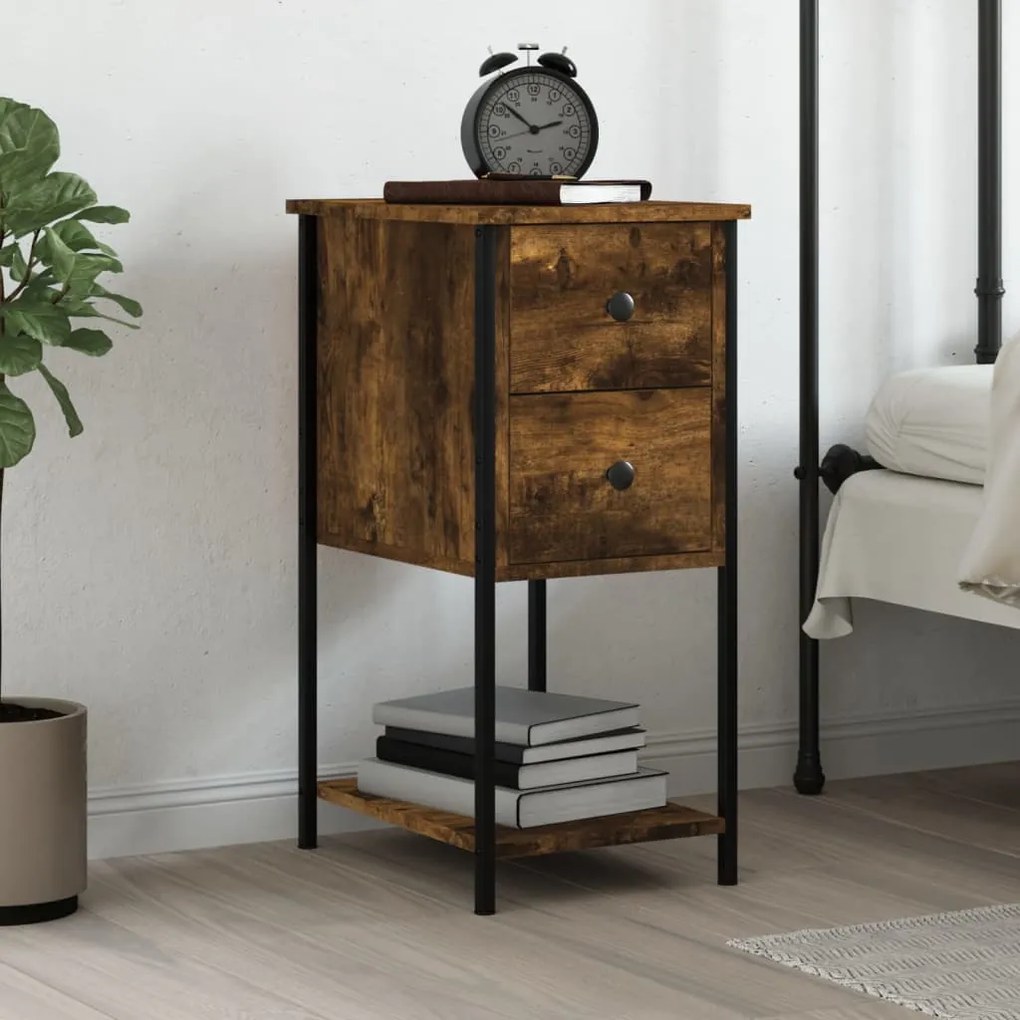 Comodino Rovere Fumo 32x42x70 Cm Legno Multistrato /