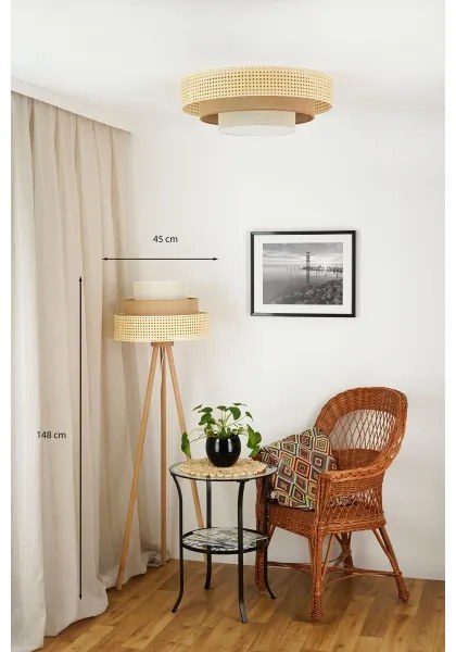 Brilagi - Lampada da terra CEDAR LUNETA 1xE27/15W/230V rattan/marrone/crema