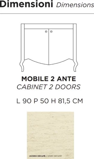 Mobile bagno classico MARTINA 90 cm - Avorio Decapč - 2 ante - Lavabo e specchio