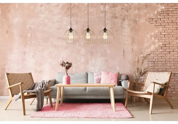 Lampadario a sospensione con filo MATT 3xE27/60W/230V nero/oro