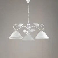 Lampadario a sospensione ferro Bianco Argento tre luci 78x h34 cm