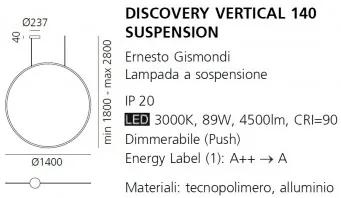 Artemide discovery sospensione verticale 140