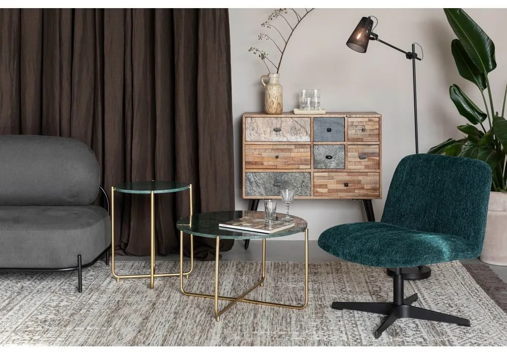 Tavolino verde con piano in marmo Timpa - White Label