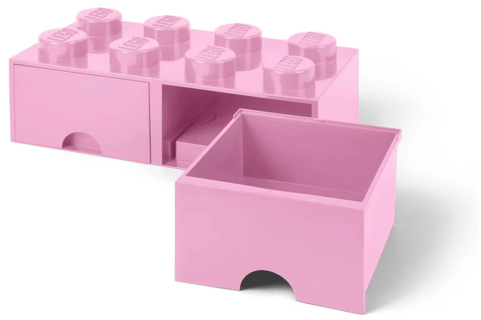 Scatola portaoggetti rosa chiaro con due cassetti - LEGO®