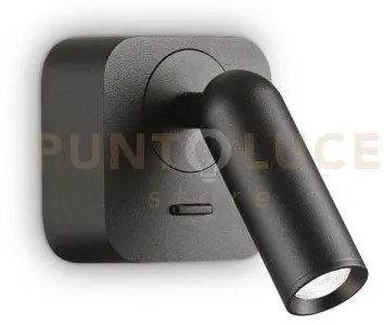 Bean applique a parete  led 3000k 3w  200 lm nero con interruttore ...