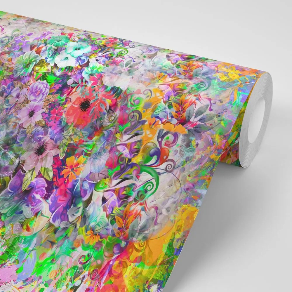 Carta da parati – Fiori multicolori