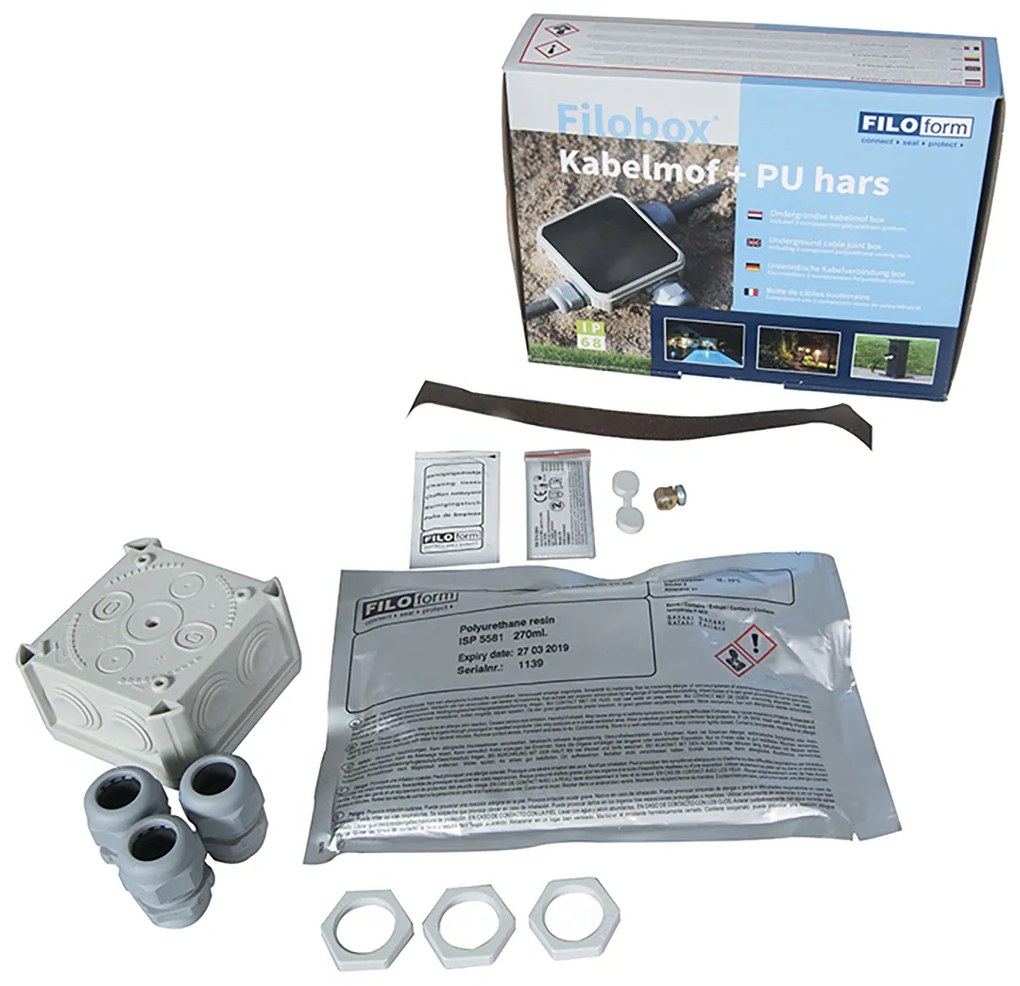 Lampada da esterno in acciaio con presa IP44 - Malios con picchetto da terra e pressacavo