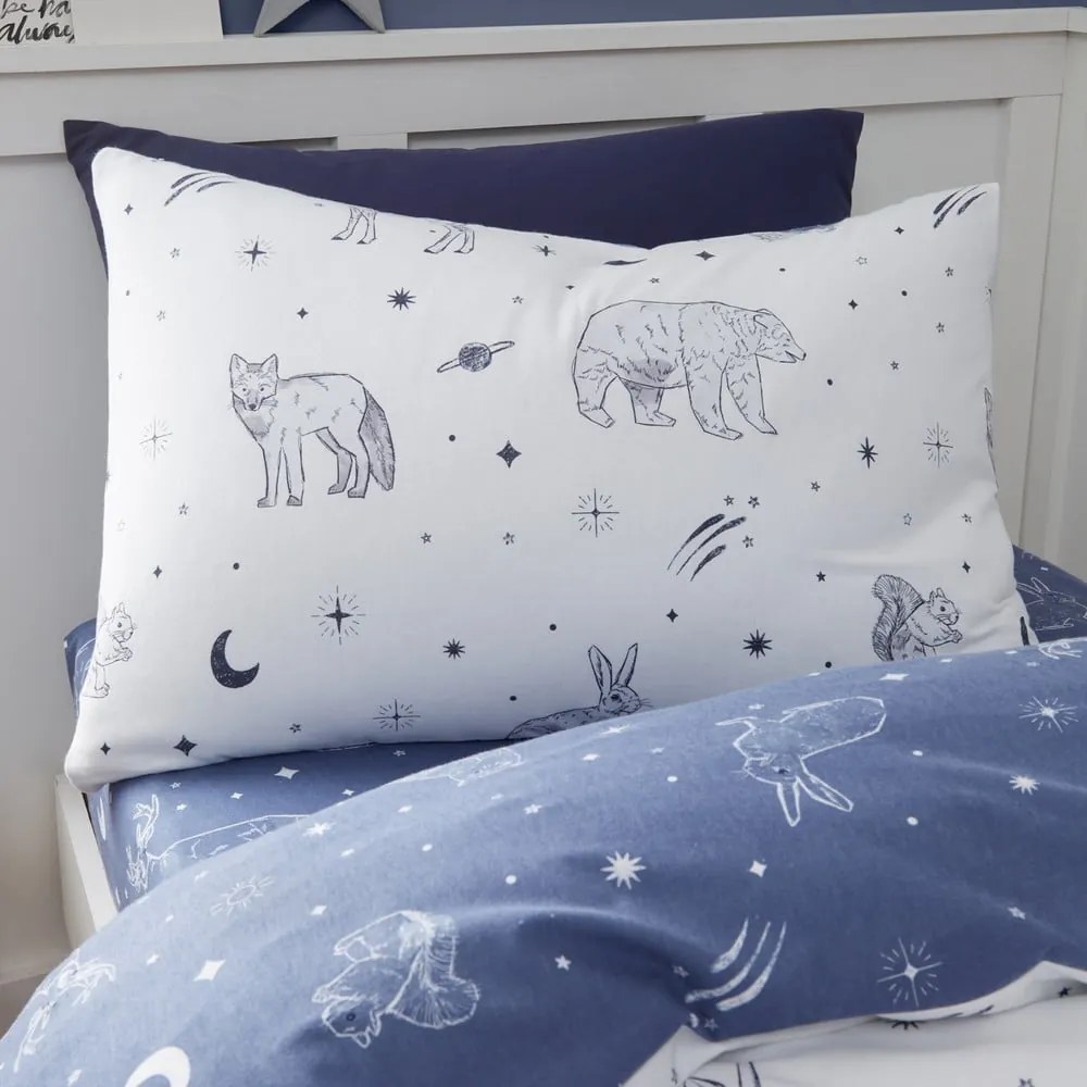 Biancheria da letto singola per bambini in flanella 135x200 cm Starlight Animals - Bianca