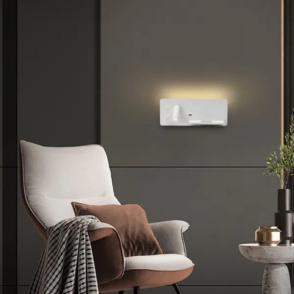 Immax 08285L-LED Applique con ripiano, USB e ricarica wireless LED/3W/230V + LED/3W