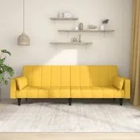 Divano Letto a 2 Posti con 2 Cuscini Giallo in Tessuto 375838