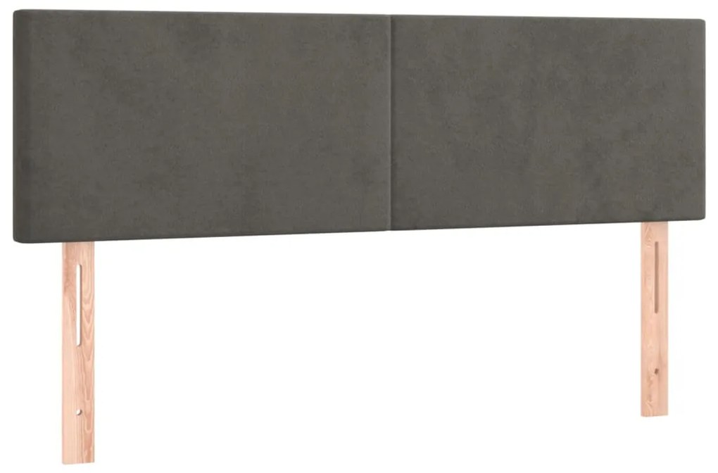 Giroletto a Molle con Materasso Grigio Scuro 140x190 cm Velluto