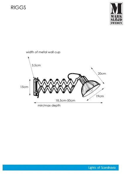 Markslöjd 108105 - Applique RIGGS 1xE27/60W/230V nera