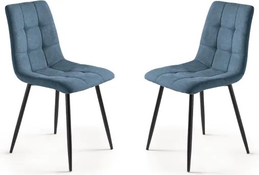 Sedia da pranzo in tessuto Blu gambe metallo nere - KATERINE 2 sedie