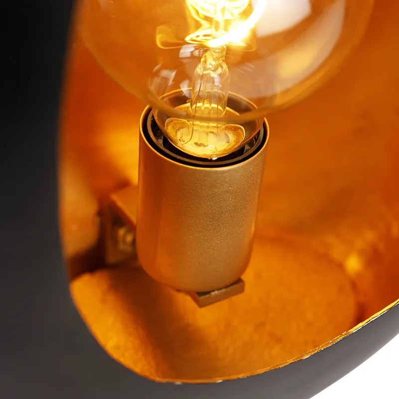Lampada da tavolo di design nera con interno dorato 36 cm - Cova