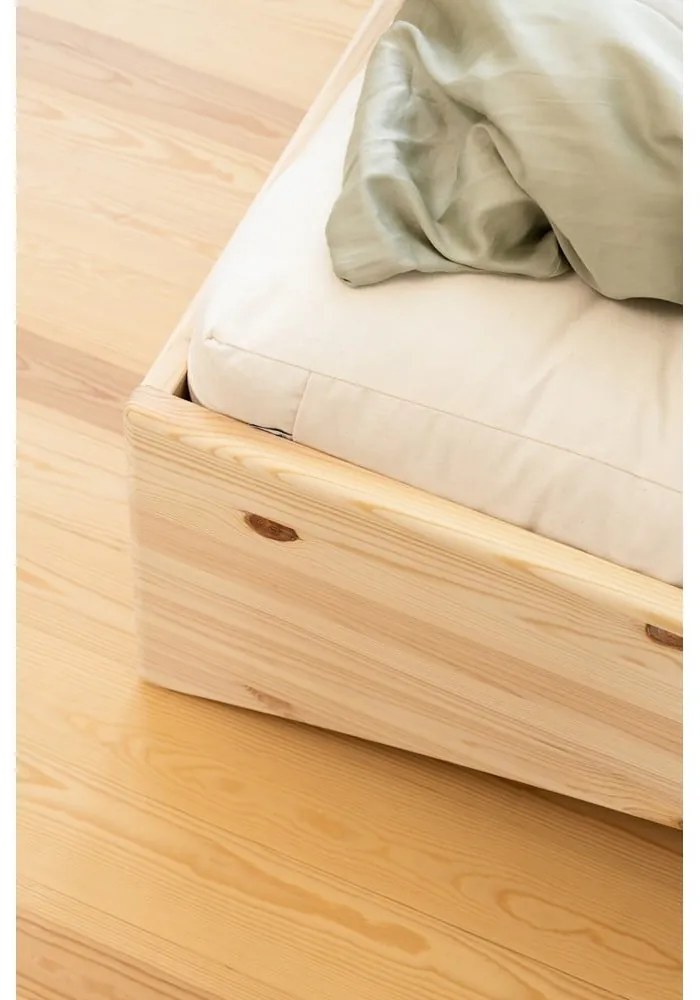 Letto matrimoniale di colore naturale in pino massiccio senza testiera 180x200 cm Orbit – Karup Design