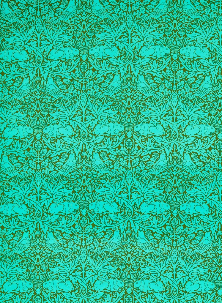 Morris & Co Tapete Bird & Anemone - Olive/ Turquoise