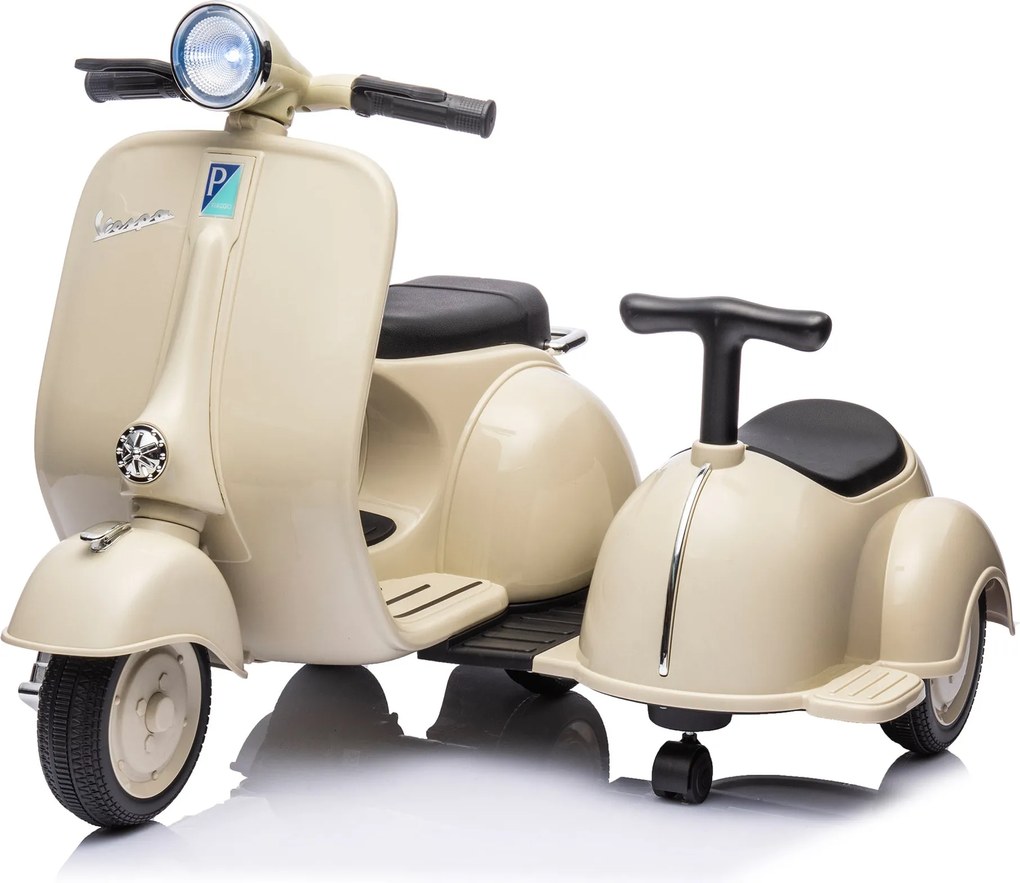 Piaggio Vespa con Sidecar Small Elettrica 6V per Bambini Crema...