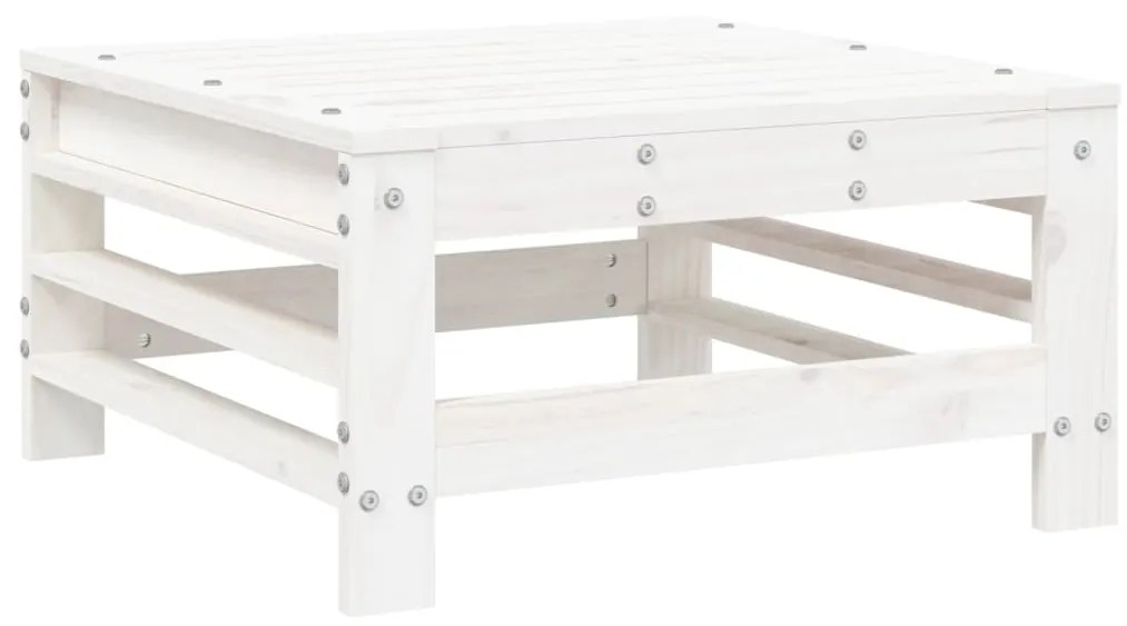 Set salotto da giardino 9 pz bianco in legno massello di pino