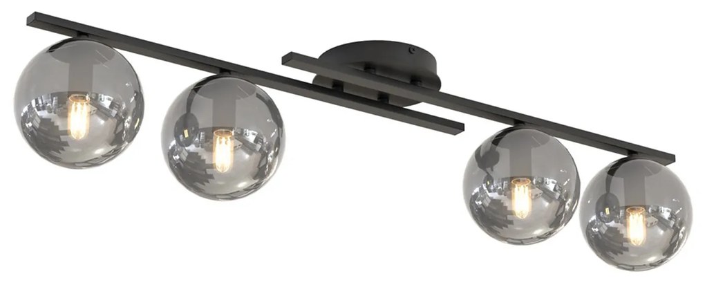 Plafoniera Moderna Nettuno Acciaio Nero 4 Luci E14 Ip20