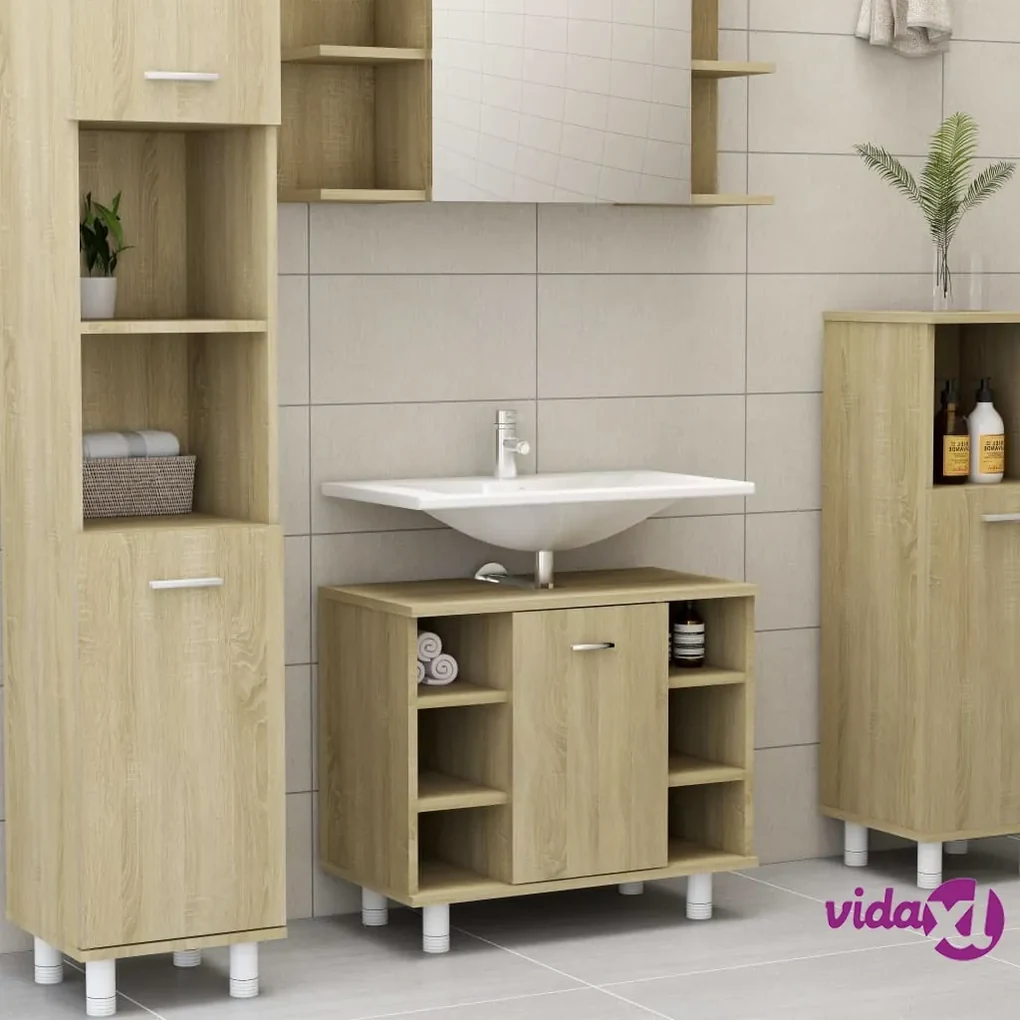 vidaXL Armadio da Bagno Bianco 60x33x80 cm in Legno Multistrato