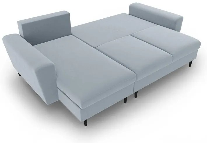 Divano angolare azzurro allungabile e con contenitore con rivestimento in velluto Kyoto – Cosmopolitan Design