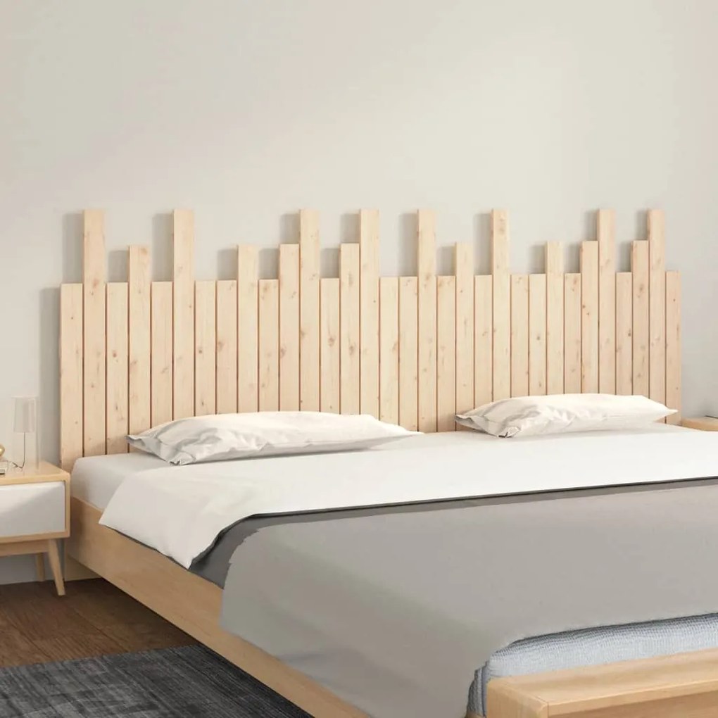 Testiera Da Parete 204x3x80 Cm İn Legno Massello Di Pino /