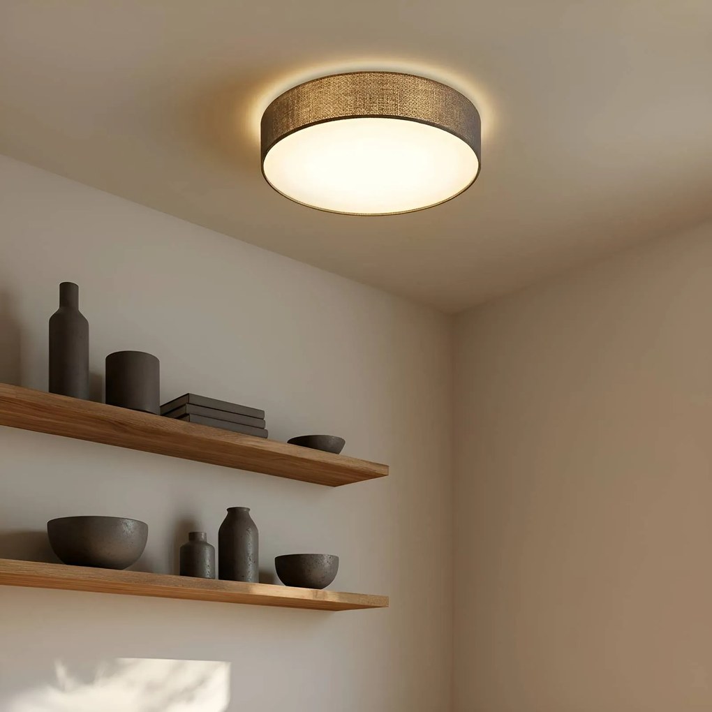 Plafoniera soffitto Sebatin Lindby, dimmerabile, Alluminio / Grigio / Zincato, Camera da letto, Tessuto / Stoffa / Seta, Moderno, Plafoniera