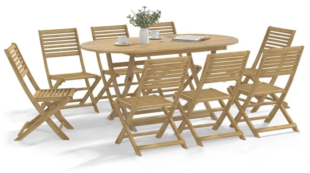 Set Da Pranzo Da Giardino 9 Pz Legno Massello Di Acacia /