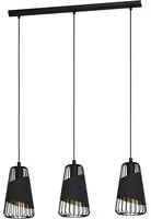 Lampadario Industrial Austell 3 Luci Acciaio Nero