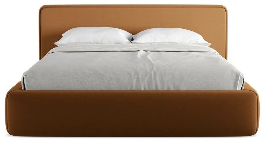 Letto matrimoniale imbottito in terracotta con vano contenitore con griglia da 160x200 cm Kiana - Makamii