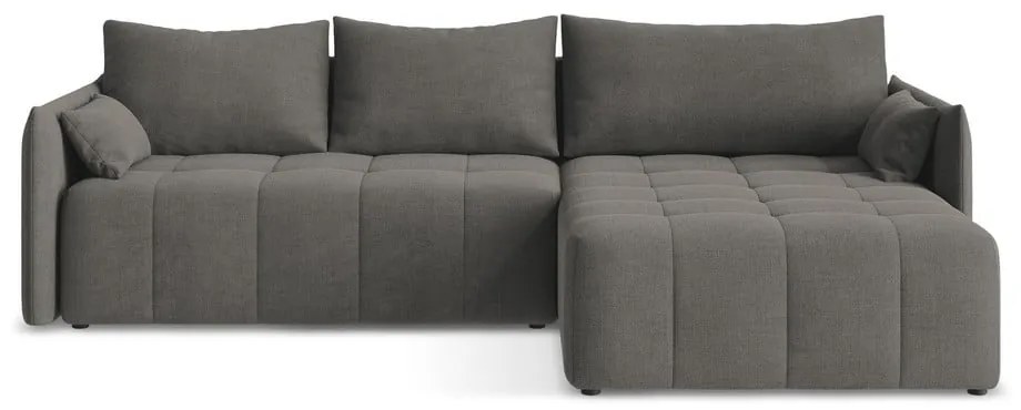 Divano angolare grigio scuro allungabile/con contenitore (con penisola a destra/con chaise lounge) Moku – Makamii