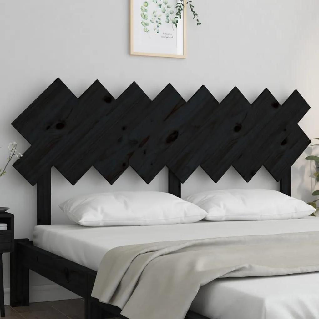 Testiera per letto nera 159,5x3x80,5 cm legno massello di pino