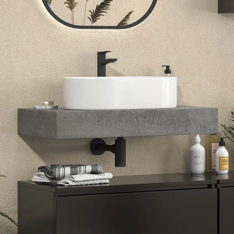 Kamalu - composizione bagno con 2 mobiletti 80 cm e mensolone 80 cm | kam-kk803