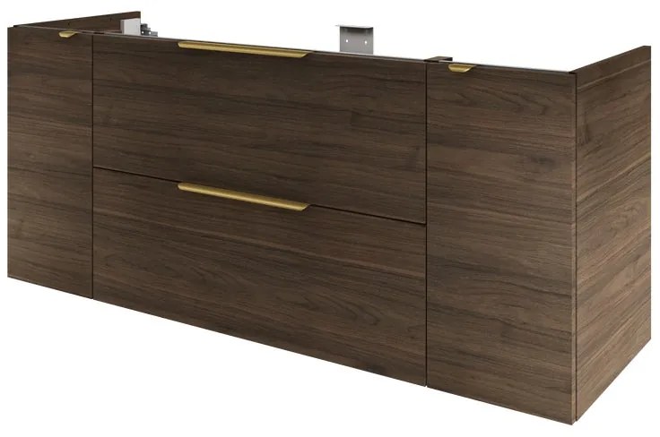 Mobile da bagno sospeso sotto lavabo L 150 x H 64 x P 48 cm noce lucido, 2 cassetti, 2 ante SENSEA Neo Frame