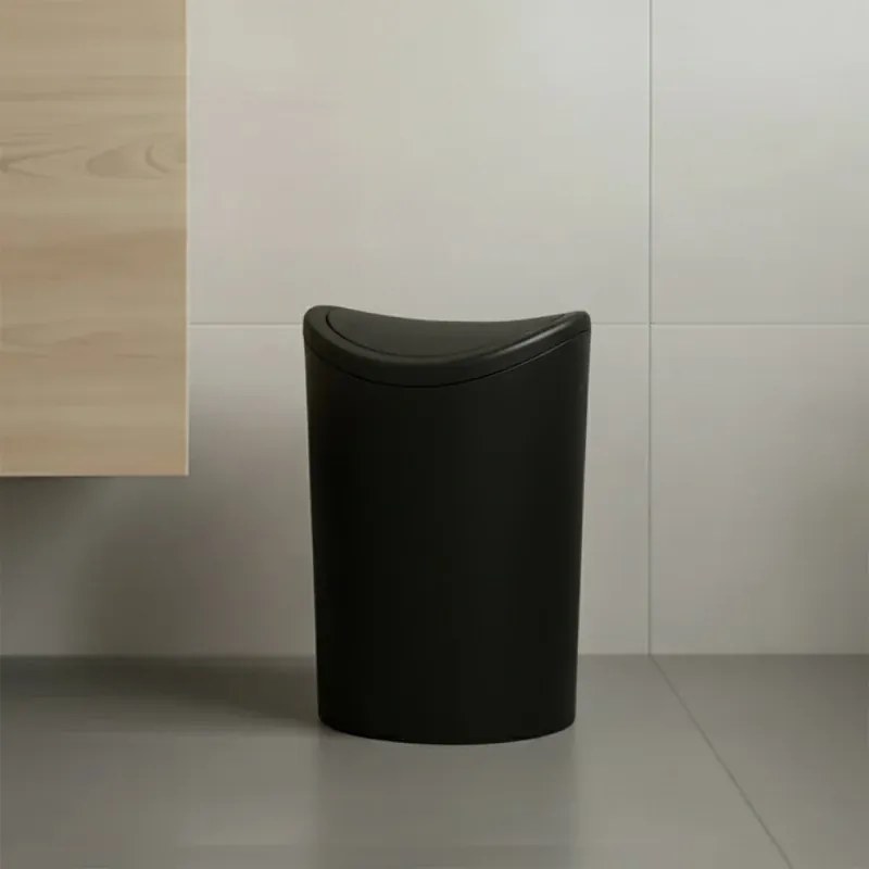 Pattumiera bagno in polipropilene nero 6 Lt con coperchio basculante