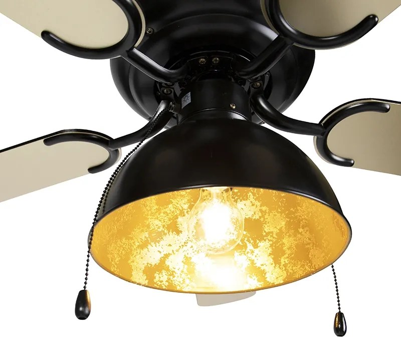 Ventilatore da soffitto nero con beige 130 cm con cordino - Mistral Magna