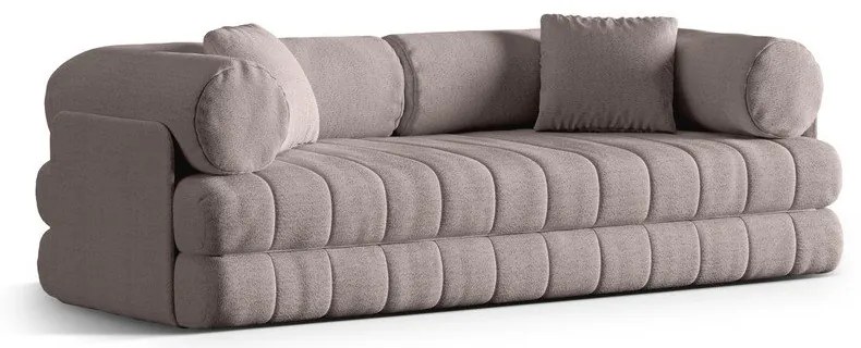 Divano greige allungabile con rivestimento in bouclé 206 cm Kemi – Cosmopolitan Design