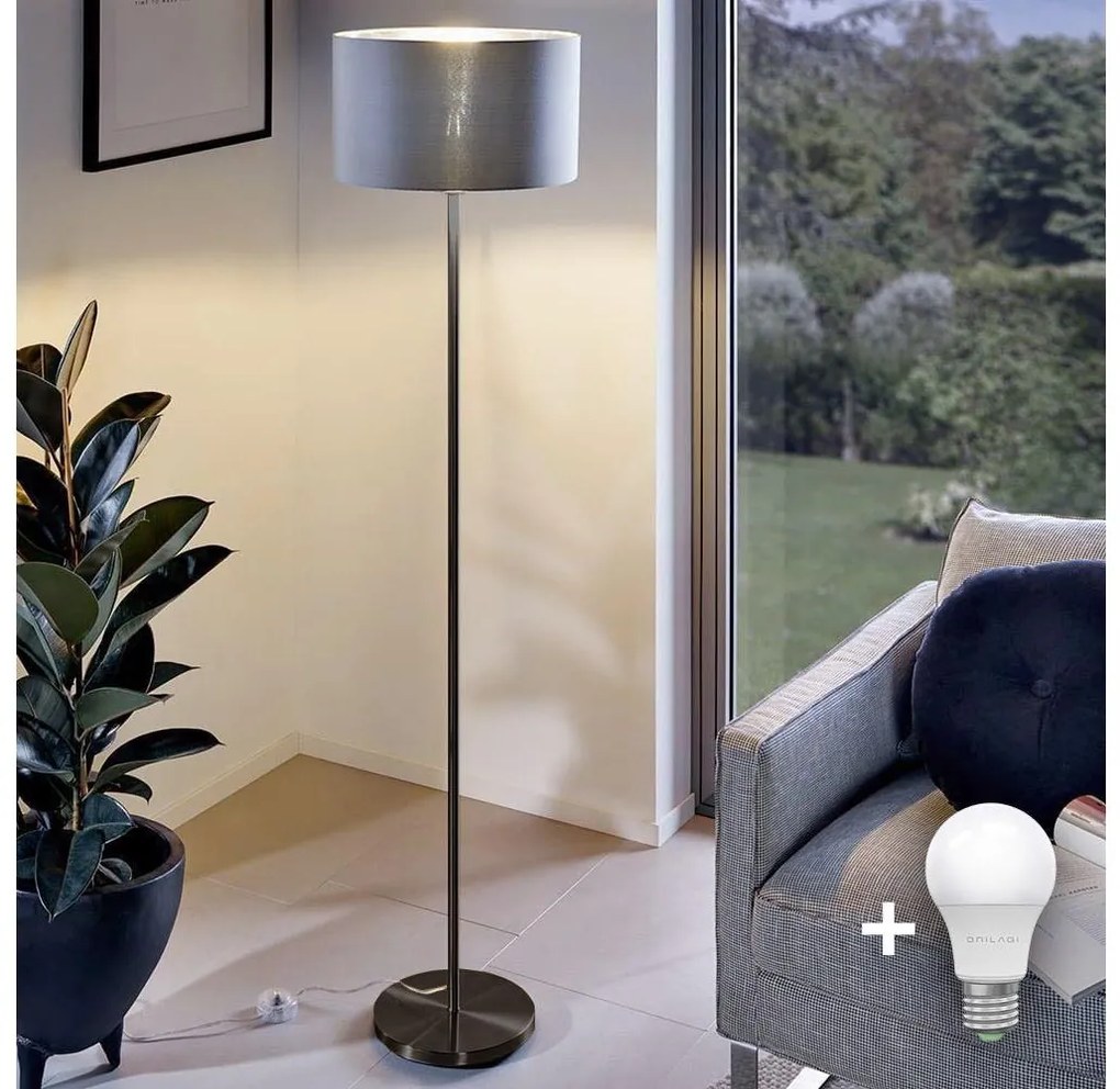 Lampada da terra LED TUNJA 1xE27/20W/230V Ø 30 cm nero/grigio