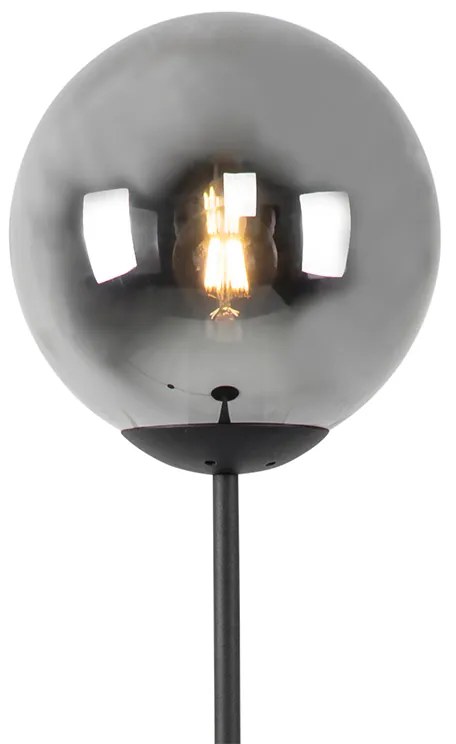Lampada da terra Art Déco nera con vetro fumé - Pallon