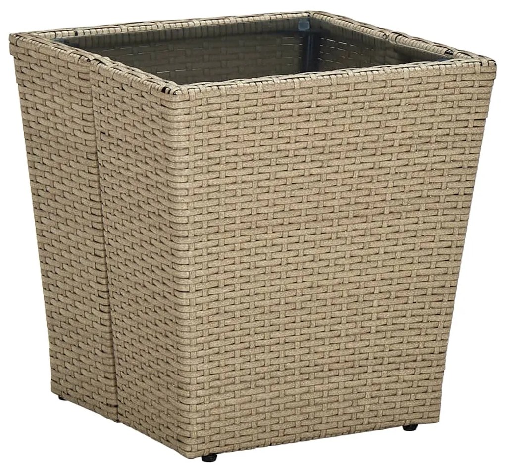 Set da bistrò 3 pz con cuscini beige polyrattan e vetro